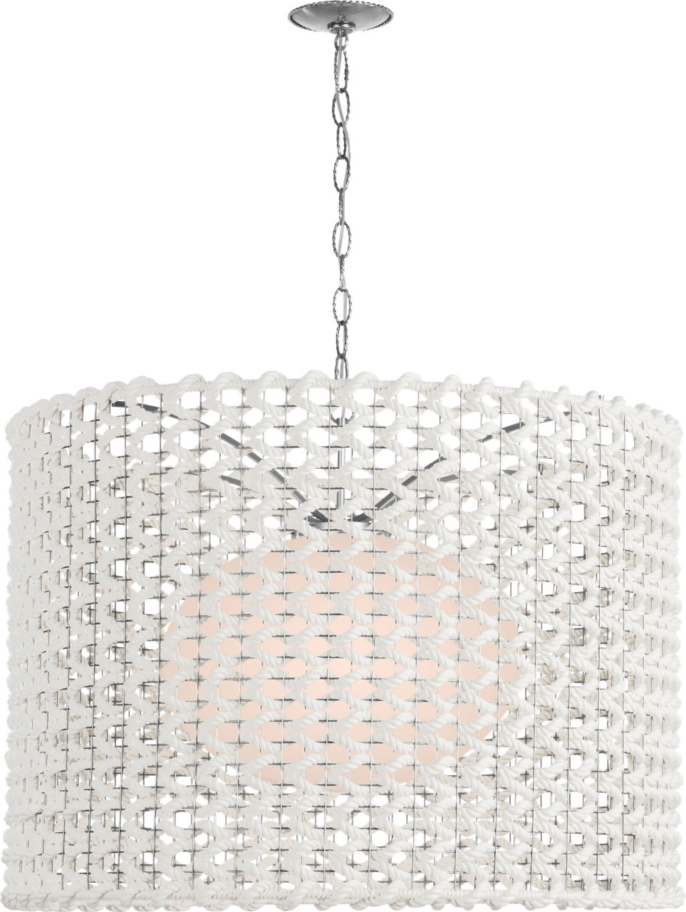 Catania 40" Hanging Shade in Polished Nickel with Cream Woven Rope