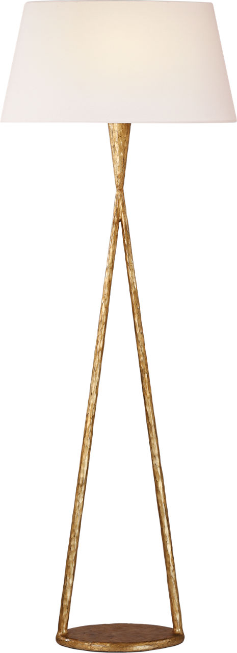 Cesta 60" Sculpted Floor Lamp in Gilded Iron with Linen Shade