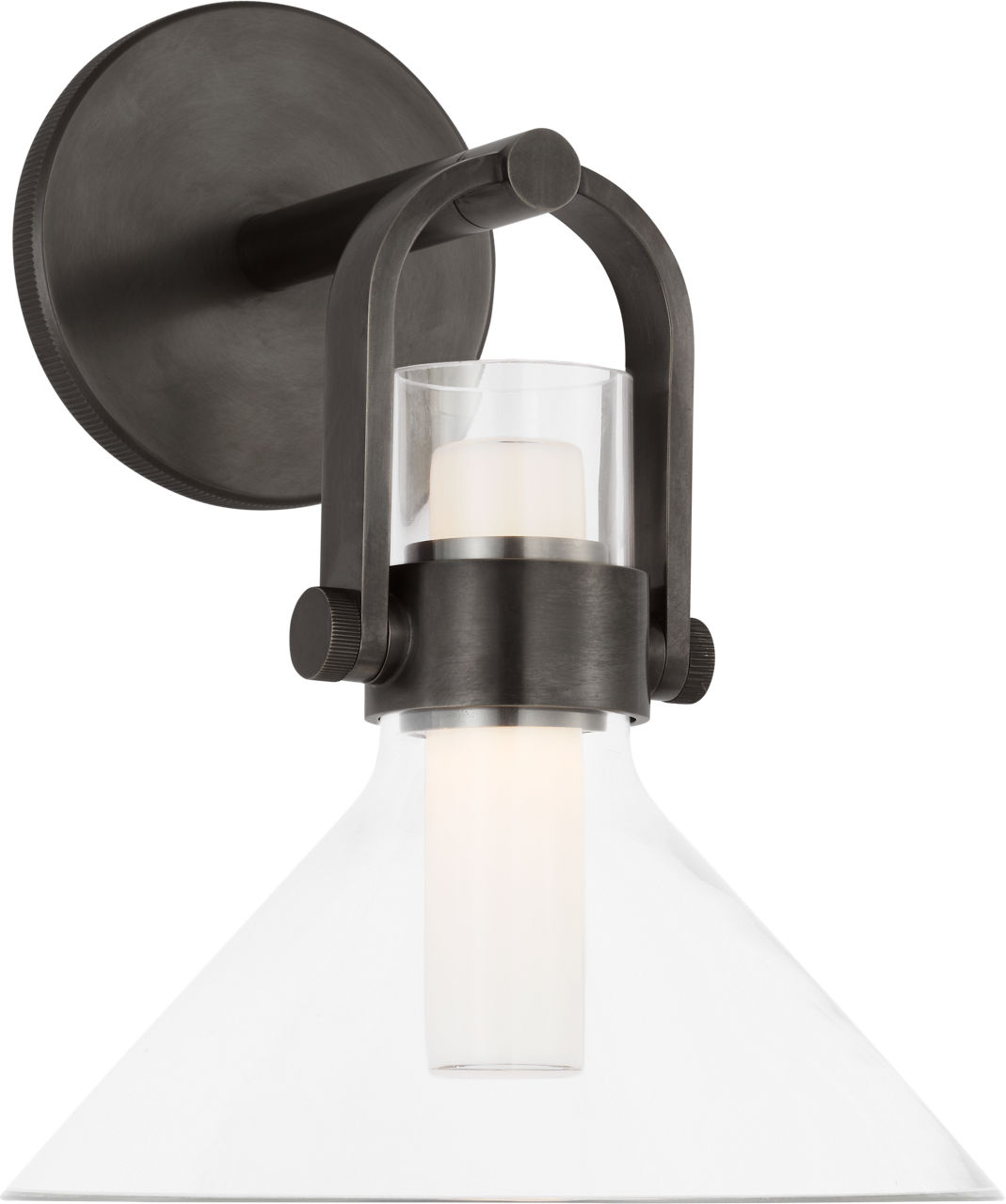 Larkin Small Empire Bracketed Sconce in Bronze with Clear Glass