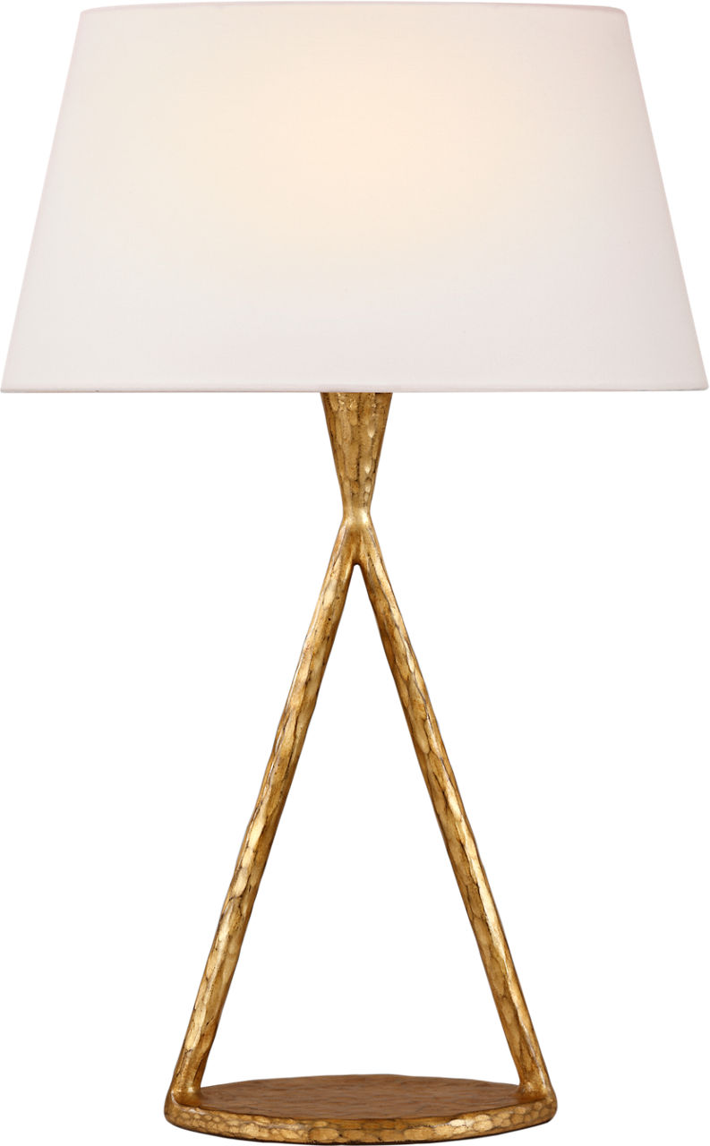 Cesta 28" Sculpted Table Lamp in Gilded Iron with Linen Shade