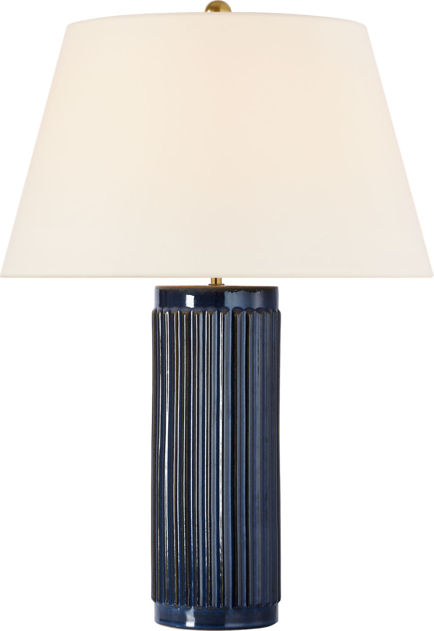 Ellora 28" Table Lamp in Mixed Blue Brown with Linen Shade