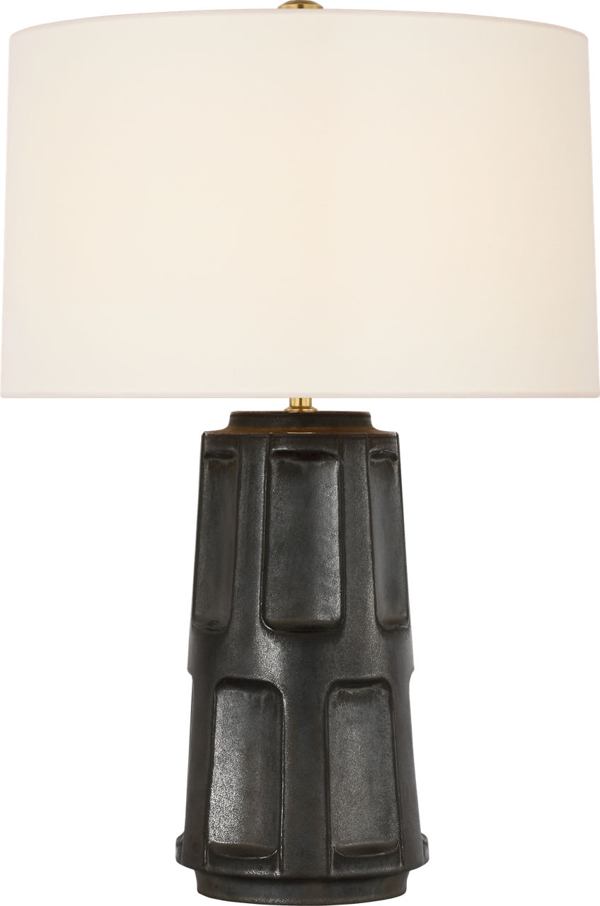 Altamira 28" Table Lamp in Stained Black Metallic with Linen Shade