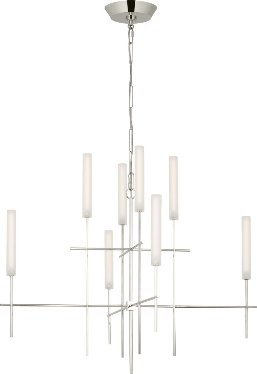 Fay 32" Chandelier in Polished Nickel with Frosted Glass