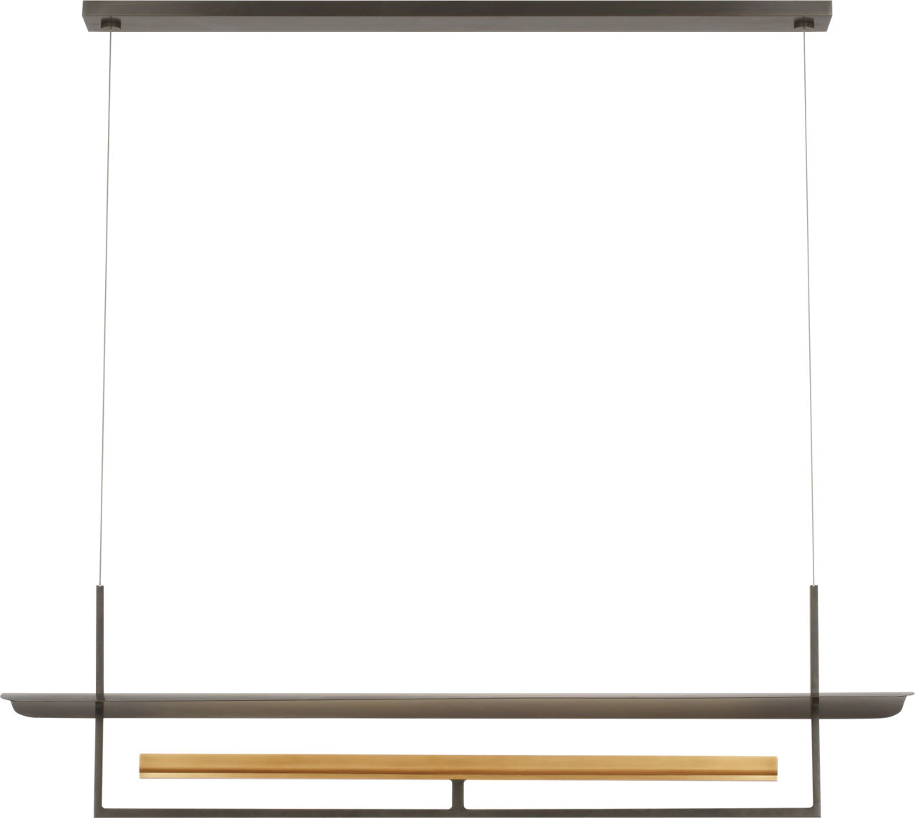 Tristan 54" Reflector Linear Chandelier in Bronze and Hand-Rubbed Antique Brass