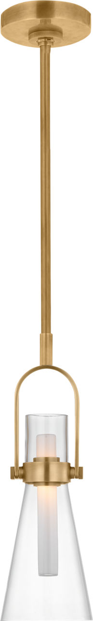 Larkin 5.5" Conical Pendant in Hand-Rubbed Antique Brass with Clear Glass