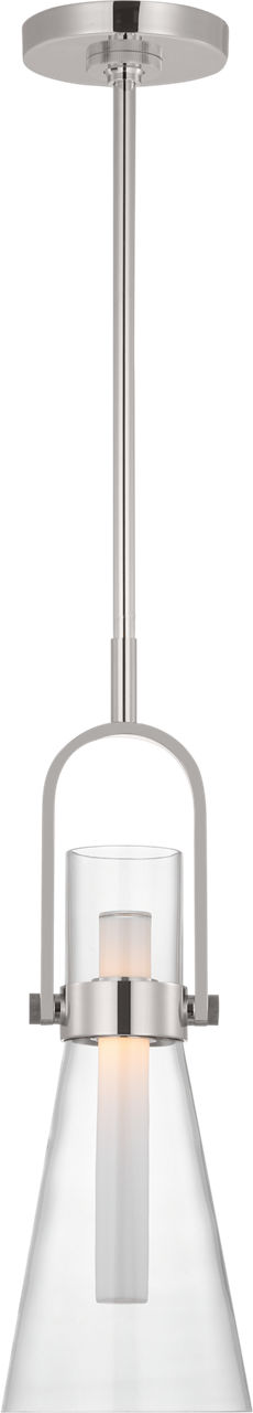 Larkin 7" Conical Pendant in Polished Nickel with Clear Glass