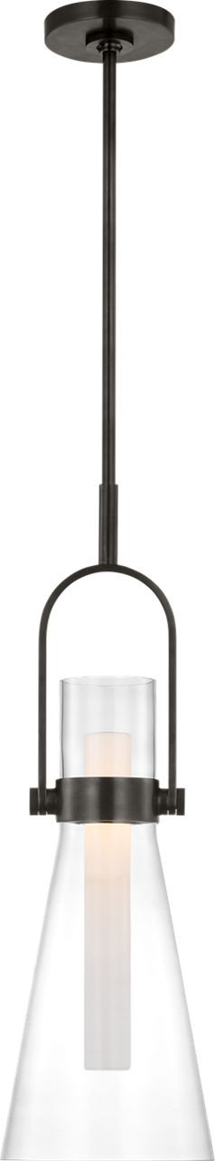Larkin 9" Conical Pendant in Bronze with Clear Glass