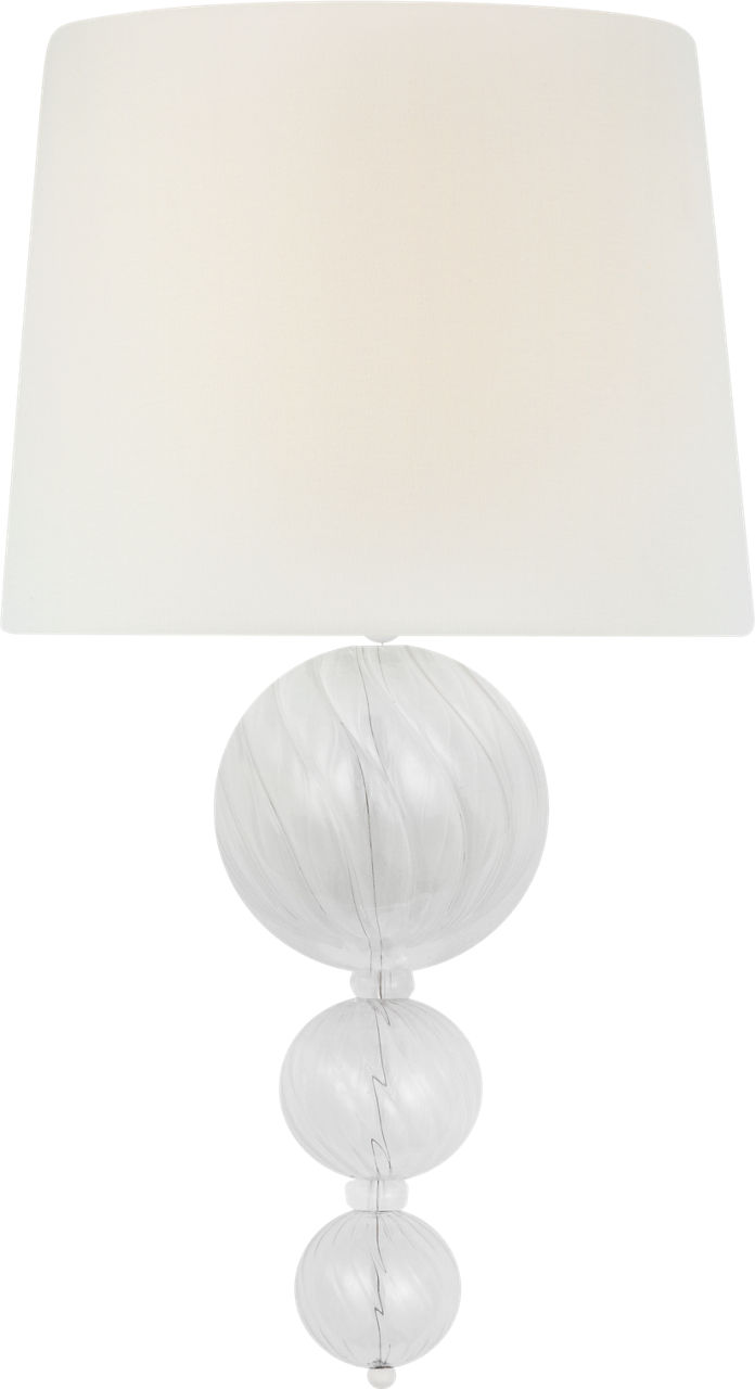 Talia 18" Sconce in Clear Swirled Glass with Linen Shade