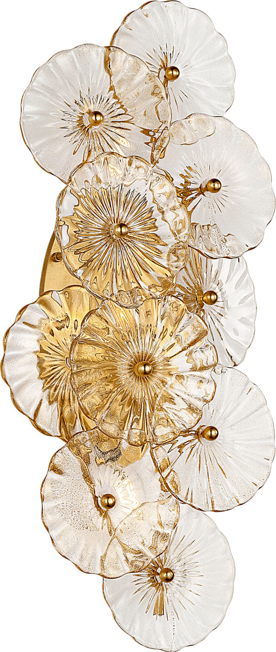 Gianna 21" Layered Sconce in Gild with Gold Fleck Glass