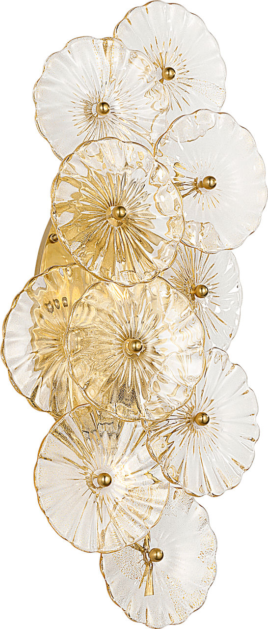 Gianna 21" Layered Sconce in Hand-Rubbed Antique Brass with Gold Fleck Glass