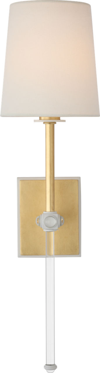 Lucia 21" Cordless Sconce in Gild and Crystal with Linen Shade