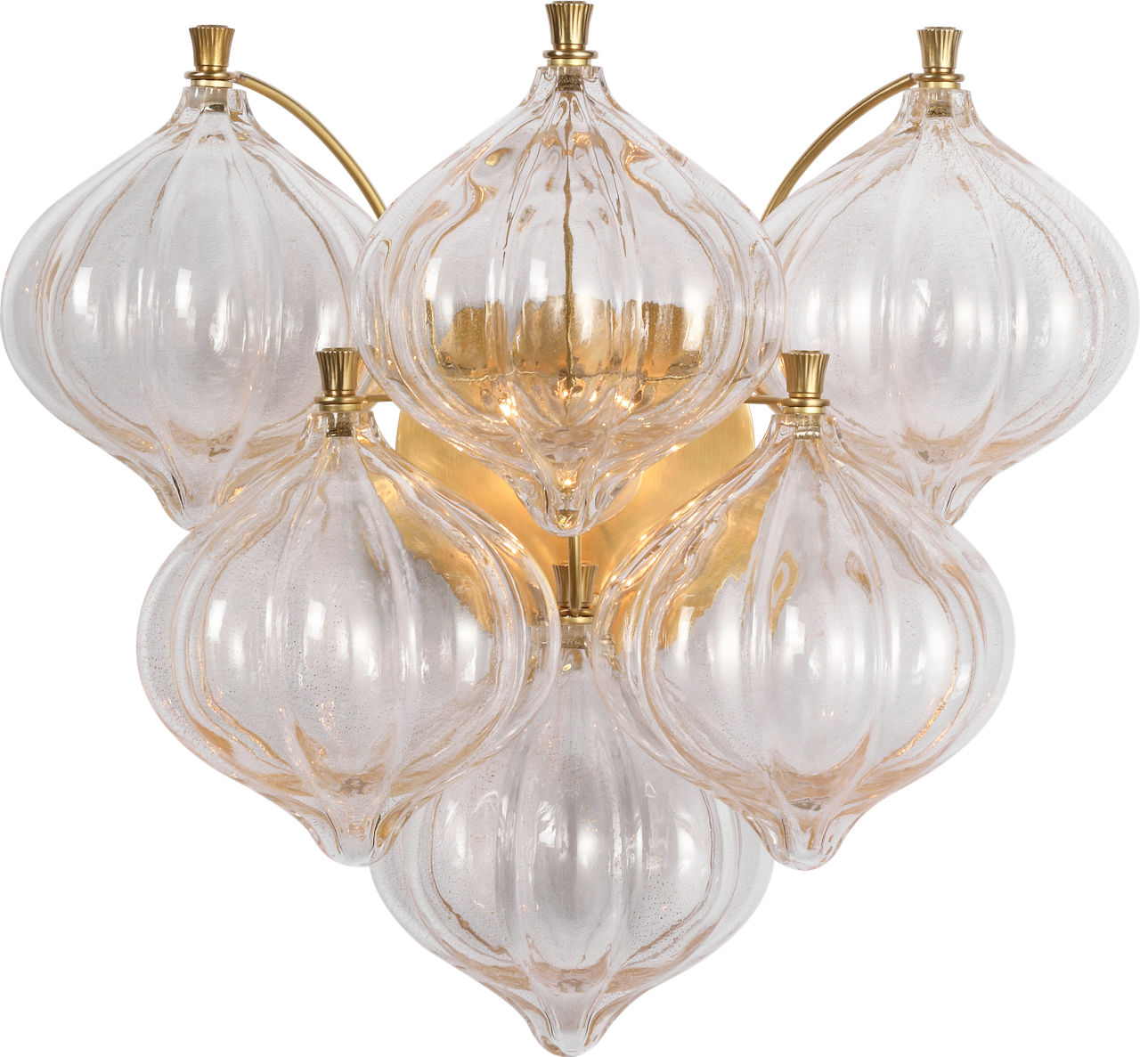 Caselli 15" Sconce in Hand-Rubbed Antique Brass with Gold Fleck Glass