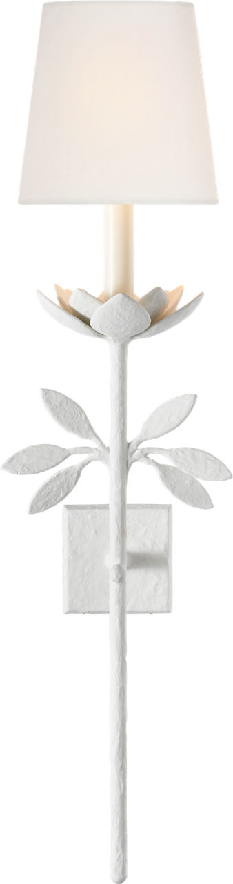 Clementine 34" Tail Sconce in Plaster White with Linen Shade