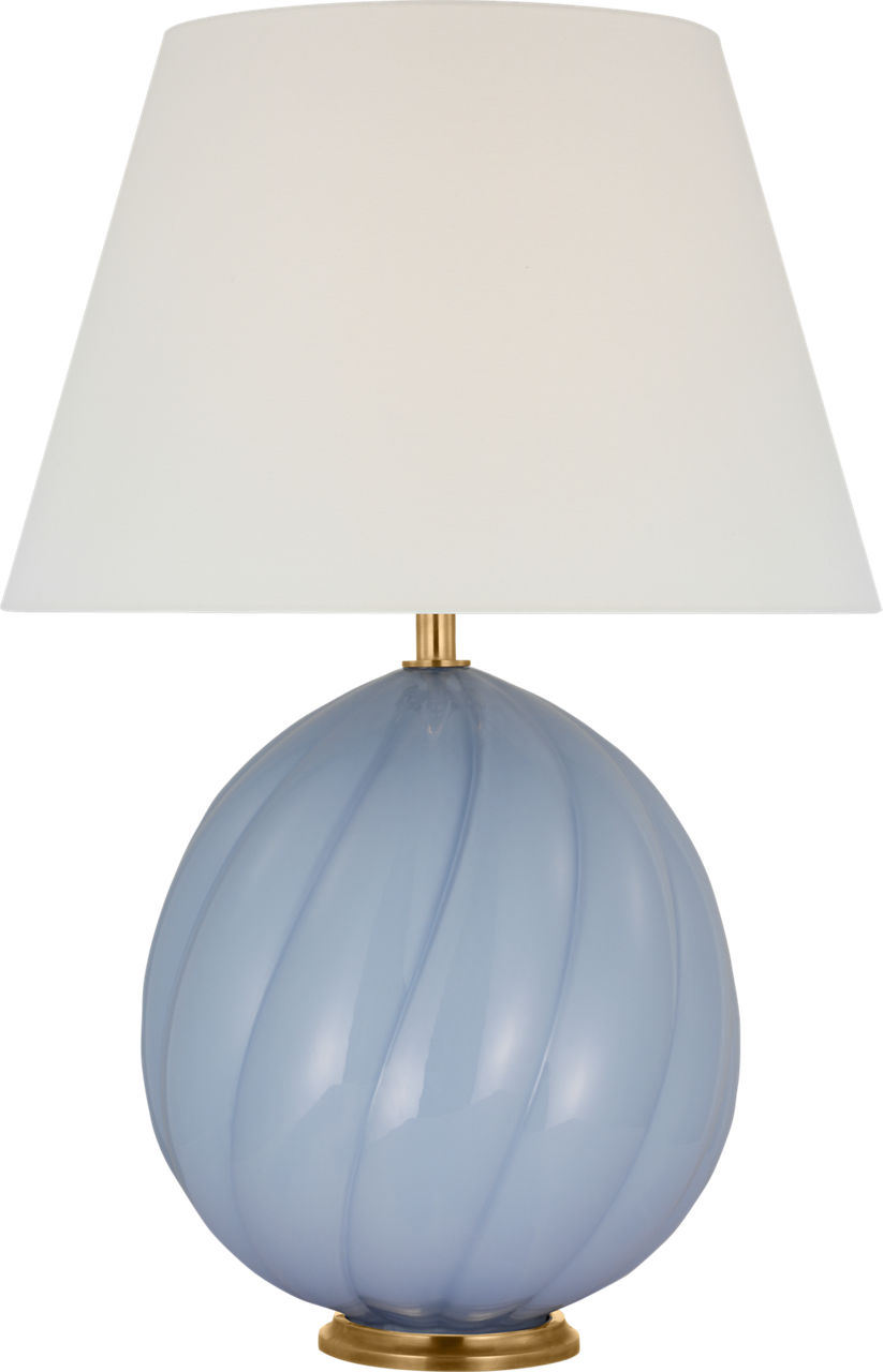 Talia Medium Cordless Table Lamp in Blue with Linen Shade