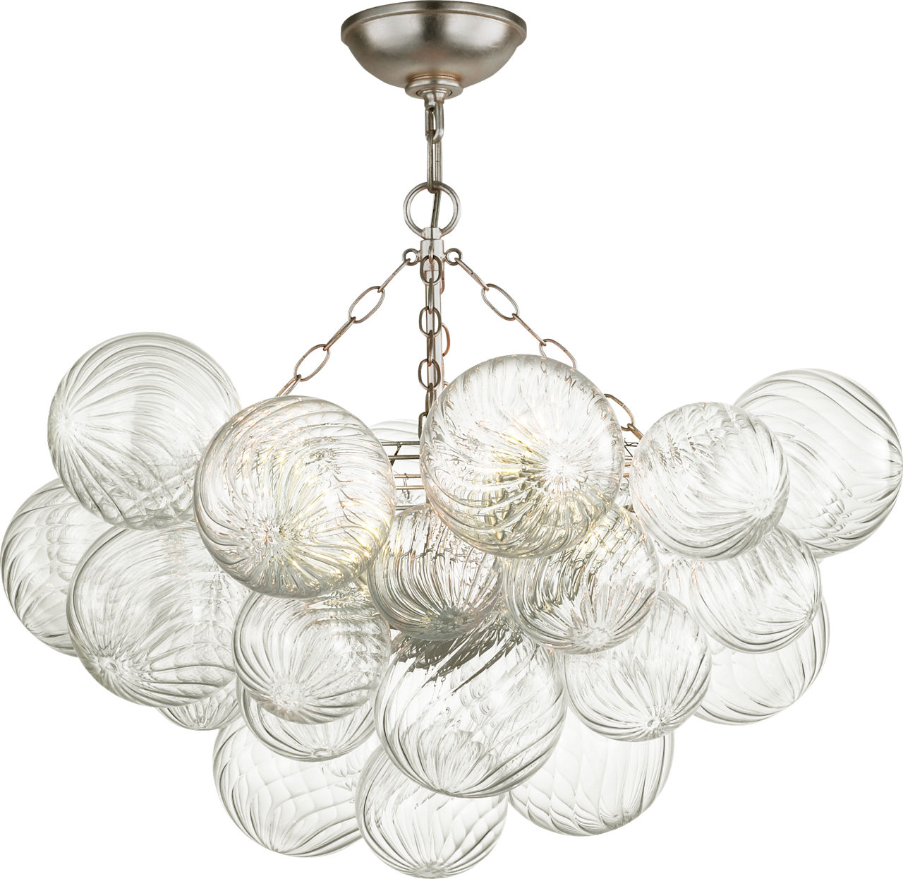 Talia 29" Semi-Flush Mount in Burnished Silver Leaf and Clear Swirled Glass