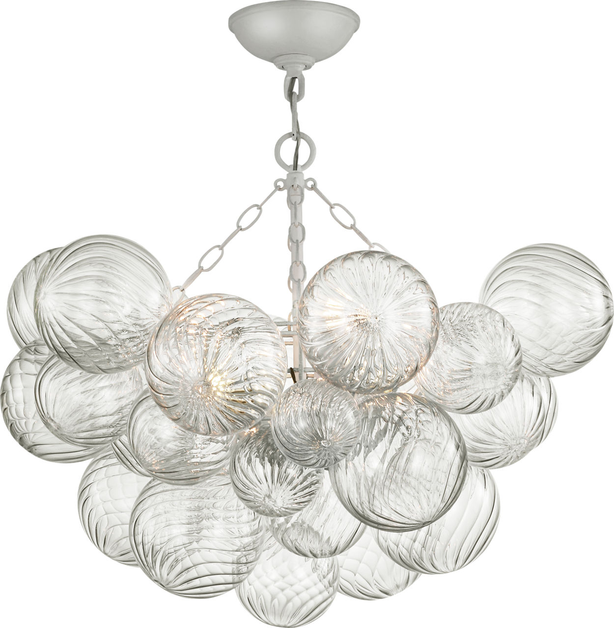 Talia 29" Semi-Flush Mount in Plaster White and Clear Swirled Glass