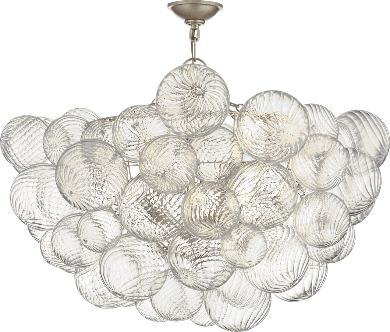 Talia 33" Semi-Flush Mount in Burnished Silver Leaf and Clear Swirled Glass