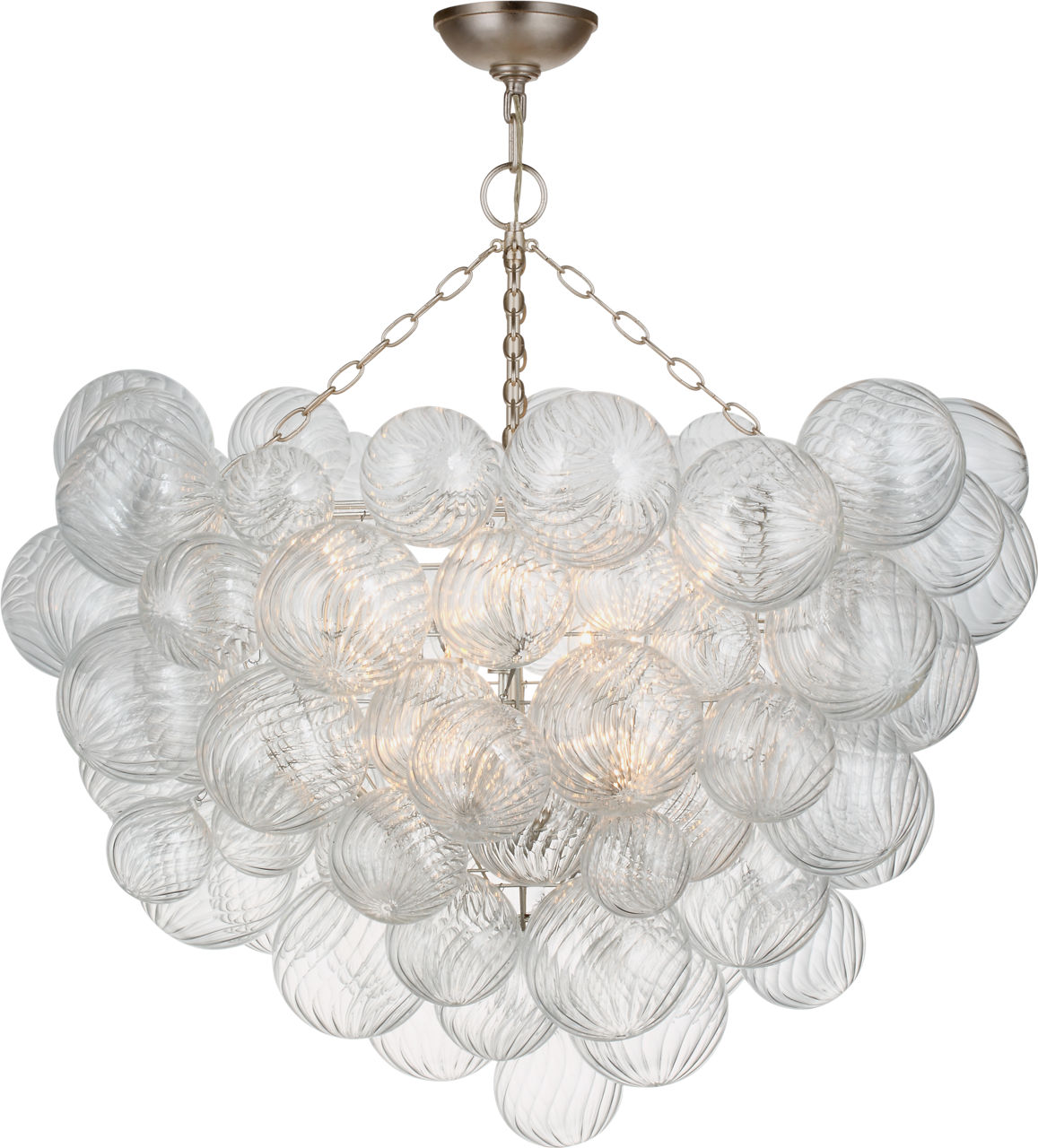 Talia 33" Semi-Flush Mount in Plaster White and Clear Swirled Glass