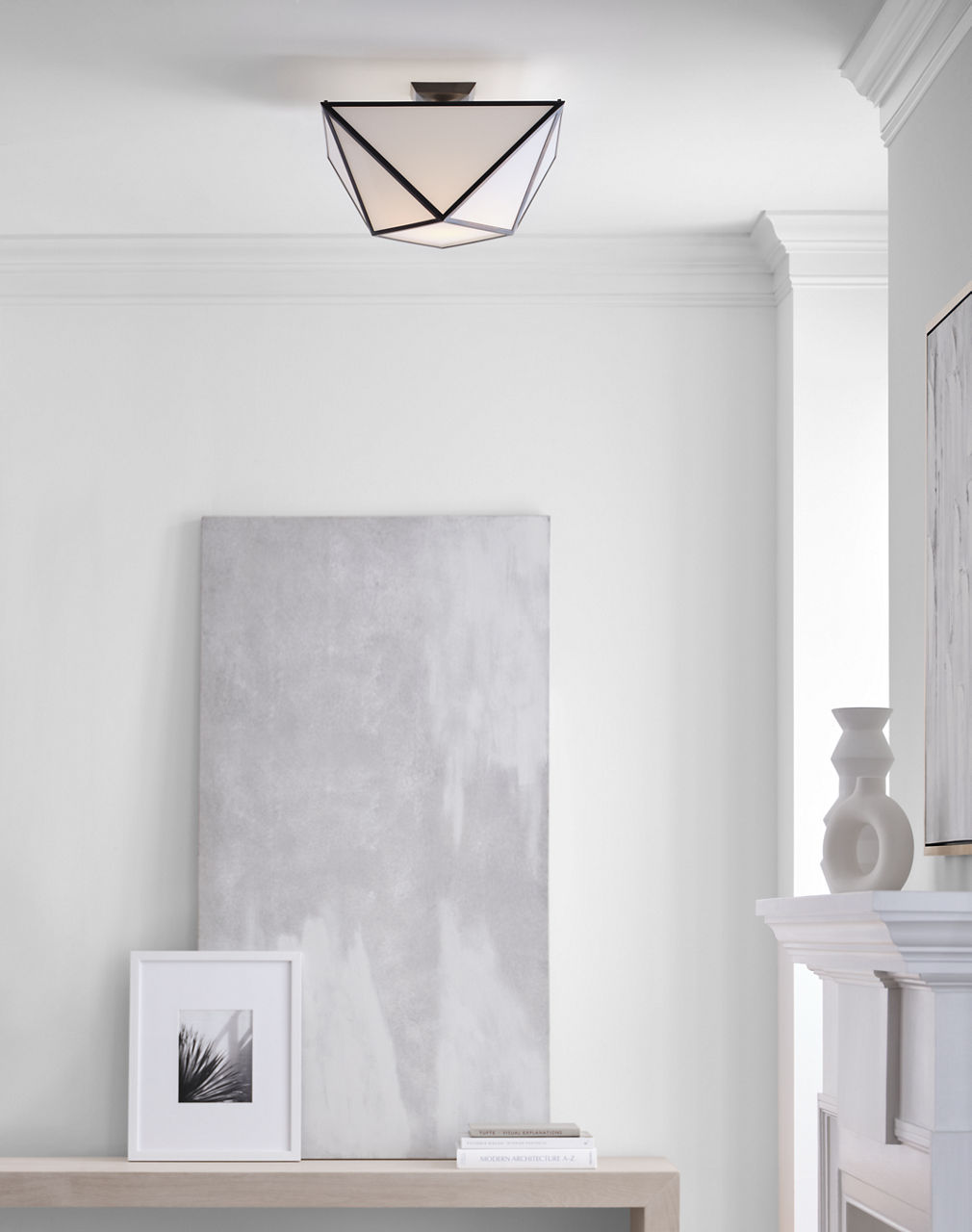 Lorino Large Semi-Flush Mount with White Glass - JN4241 | Visual