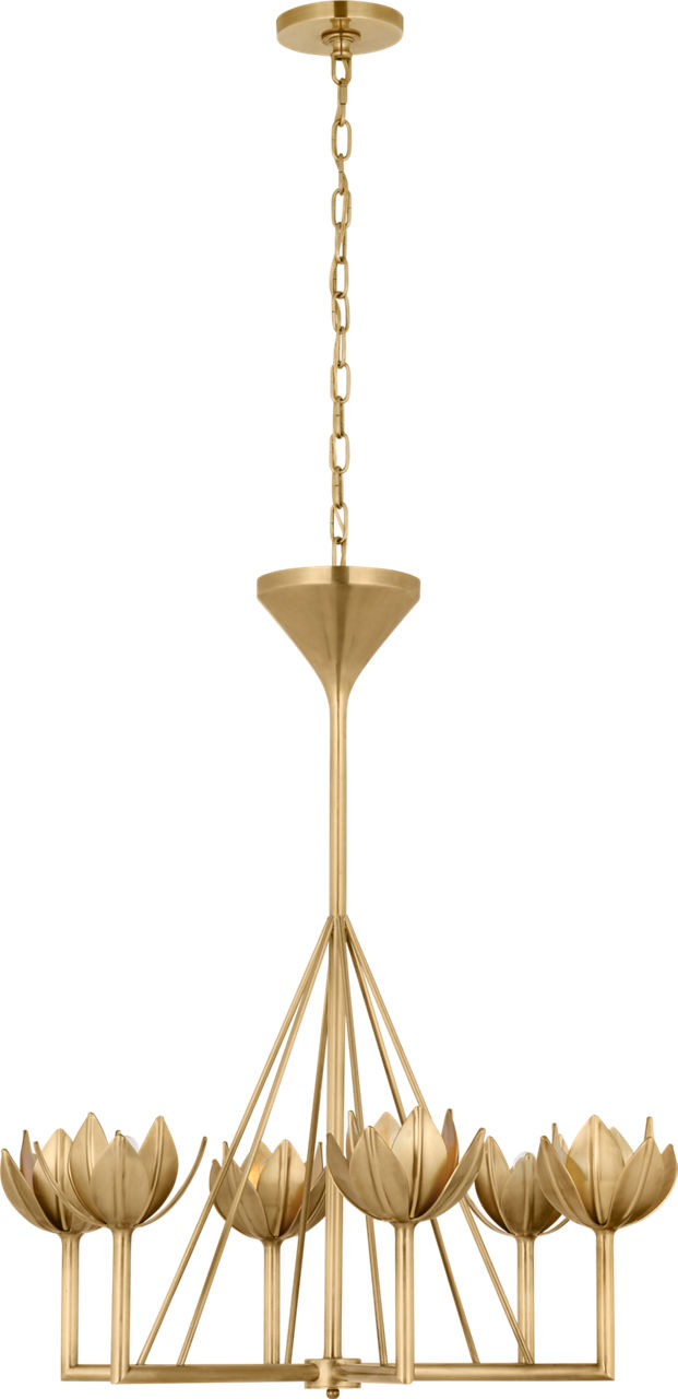 Alberto Small Single Tier Chandelier in Antique-Burnished Brass