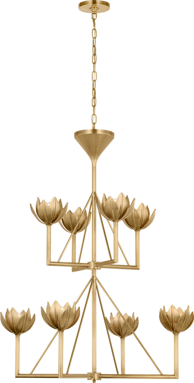 Alberto Medium Two Tier Chandelier in Antique-Burnished Brass