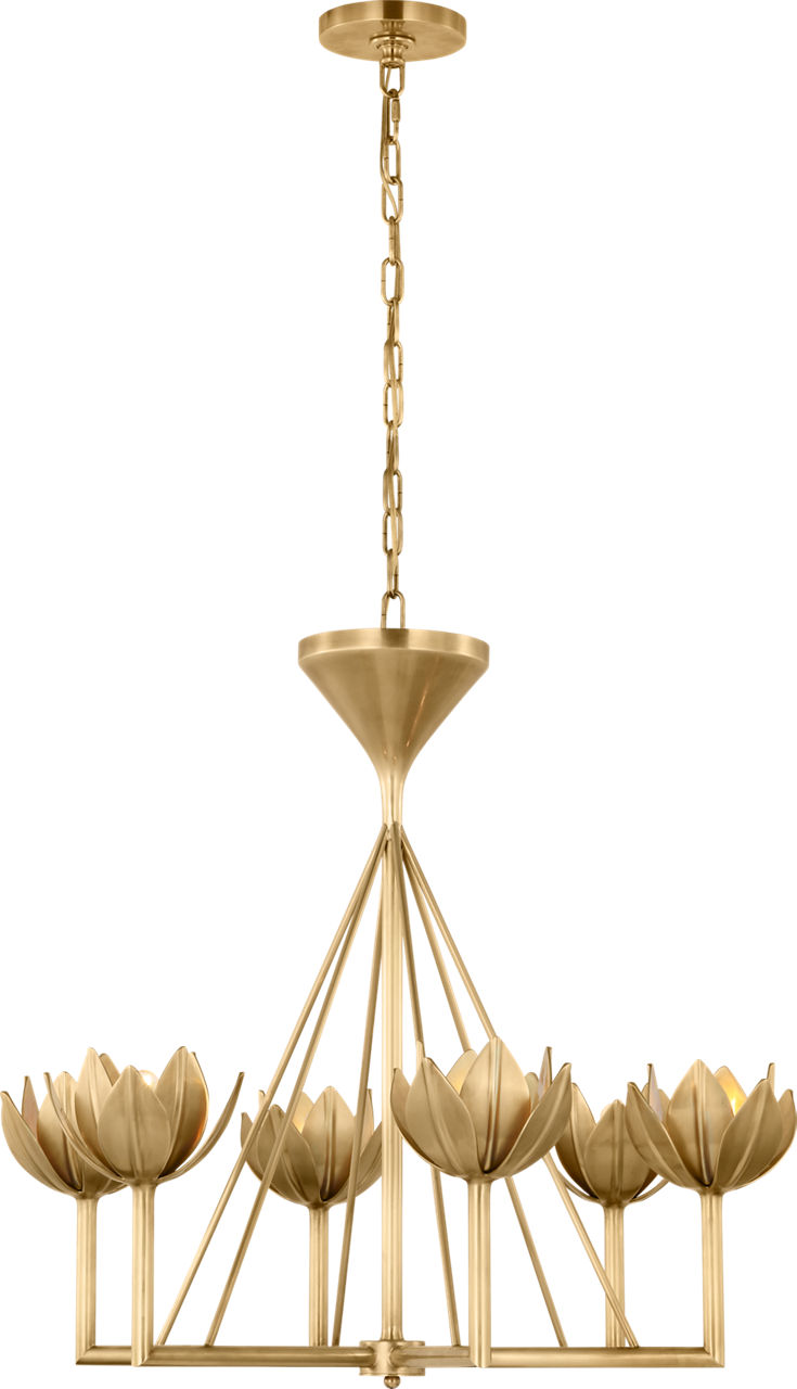 Alberto Small Low Ceiling Chandelier in Antique-Burnished Brass