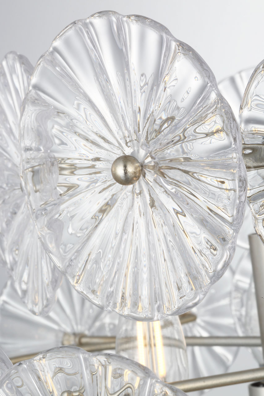 Gianna 24" Chandelier in Burnished Silver Leaf with Clear Glass