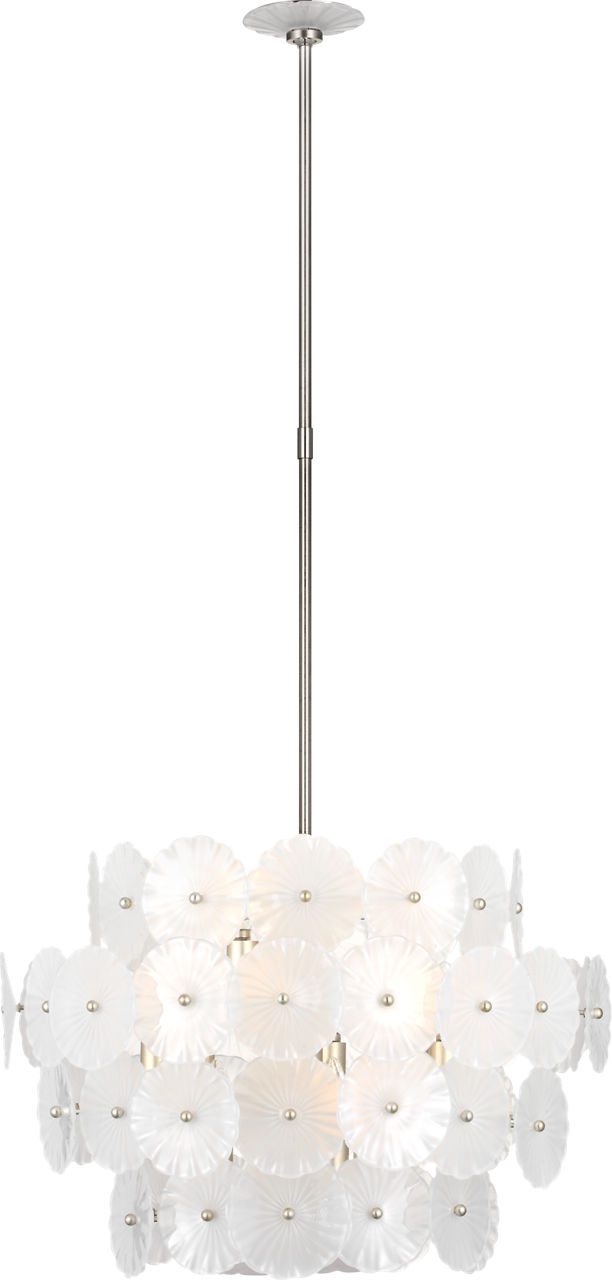 Gianna 24" Chandelier in Burnished Silver Leaf with Frosted Glass