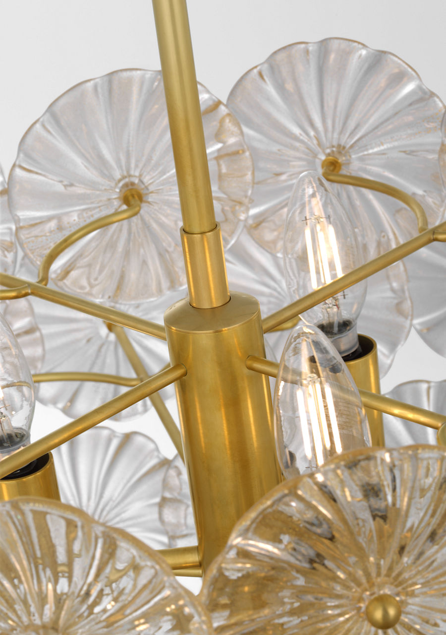 Gianna 24" Chandelier in Hand-Rubbed Antique Brass with Gold Fleck Glass