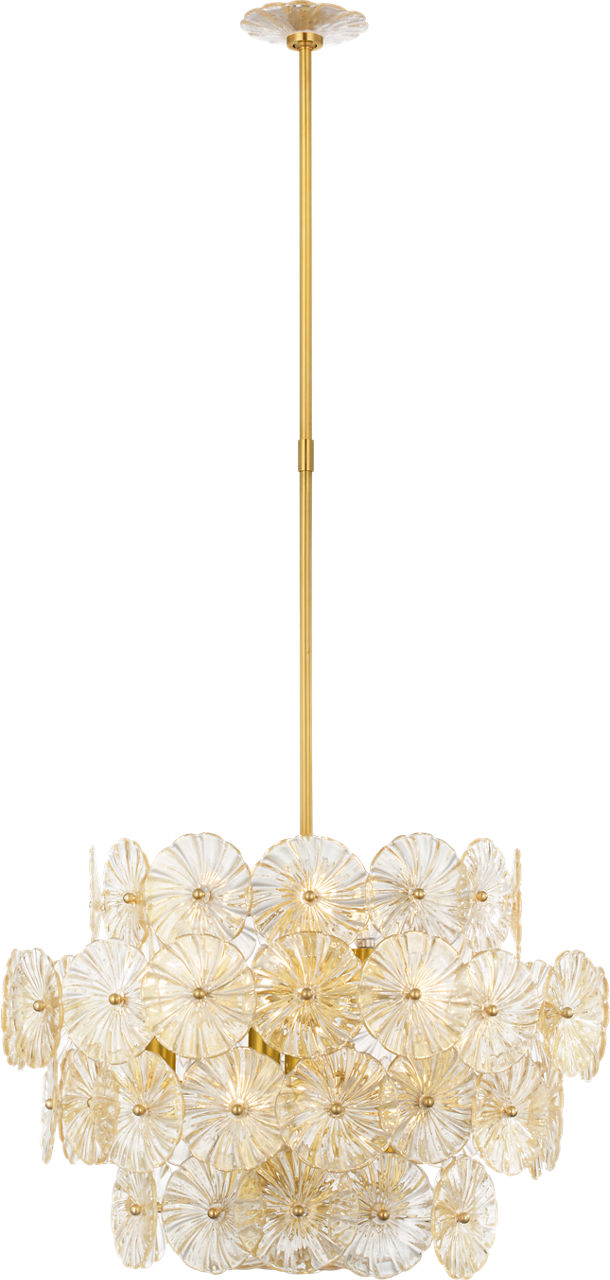 Gianna 24" Chandelier in Hand-Rubbed Antique Brass with Gold Fleck Glass