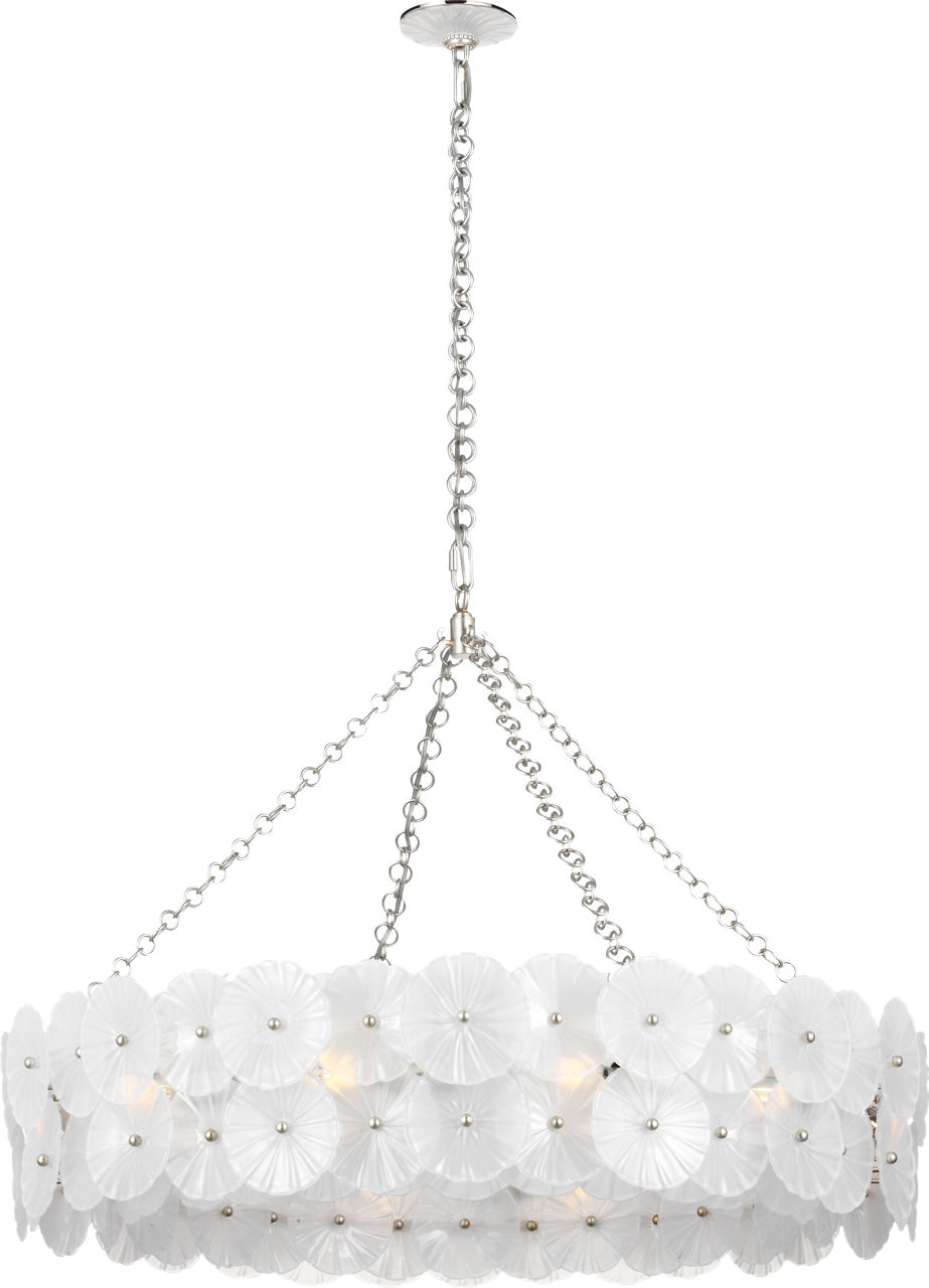 Gianna 36" Ring Chandelier in Burnished Silver Leaf with Frosted Glass