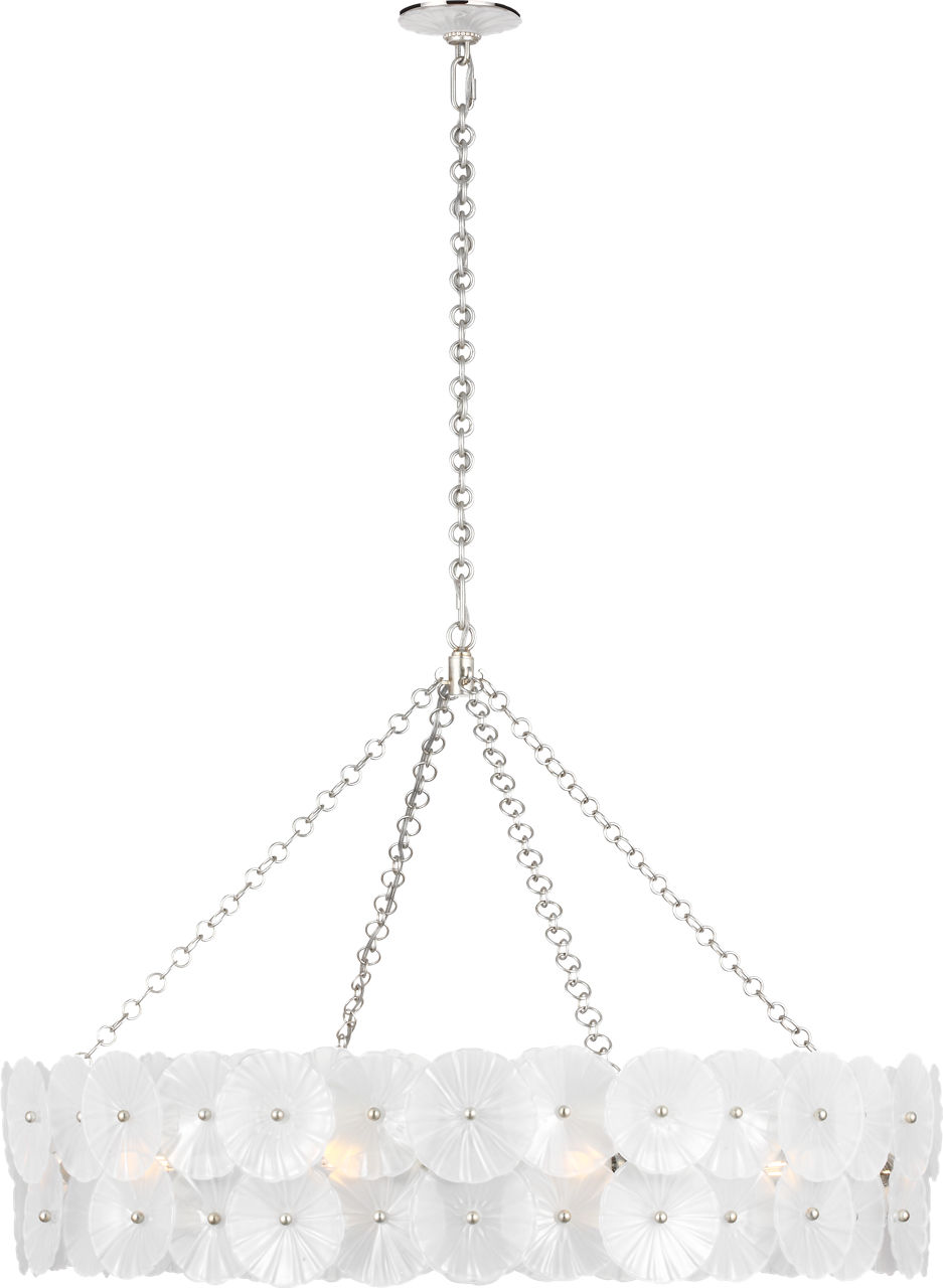 Gianna 36" Ring Chandelier in Burnished Silver Leaf with Frosted Glass