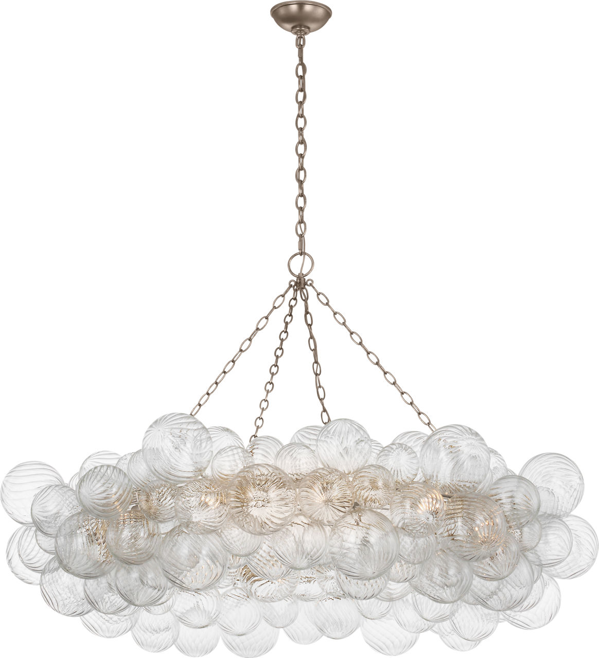 Talia 54" Ring Chandelier in Burnished Silver Leaf and Clear Swirled Glass