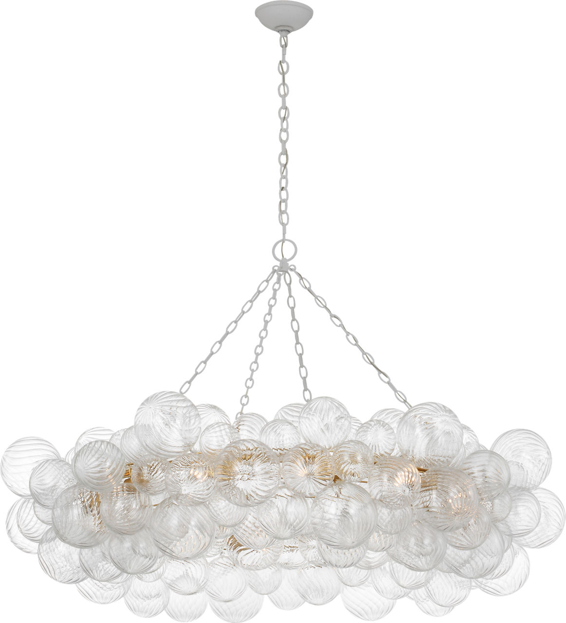 Talia 54" Ring Chandelier in Plaster White and Clear Swirled Glass