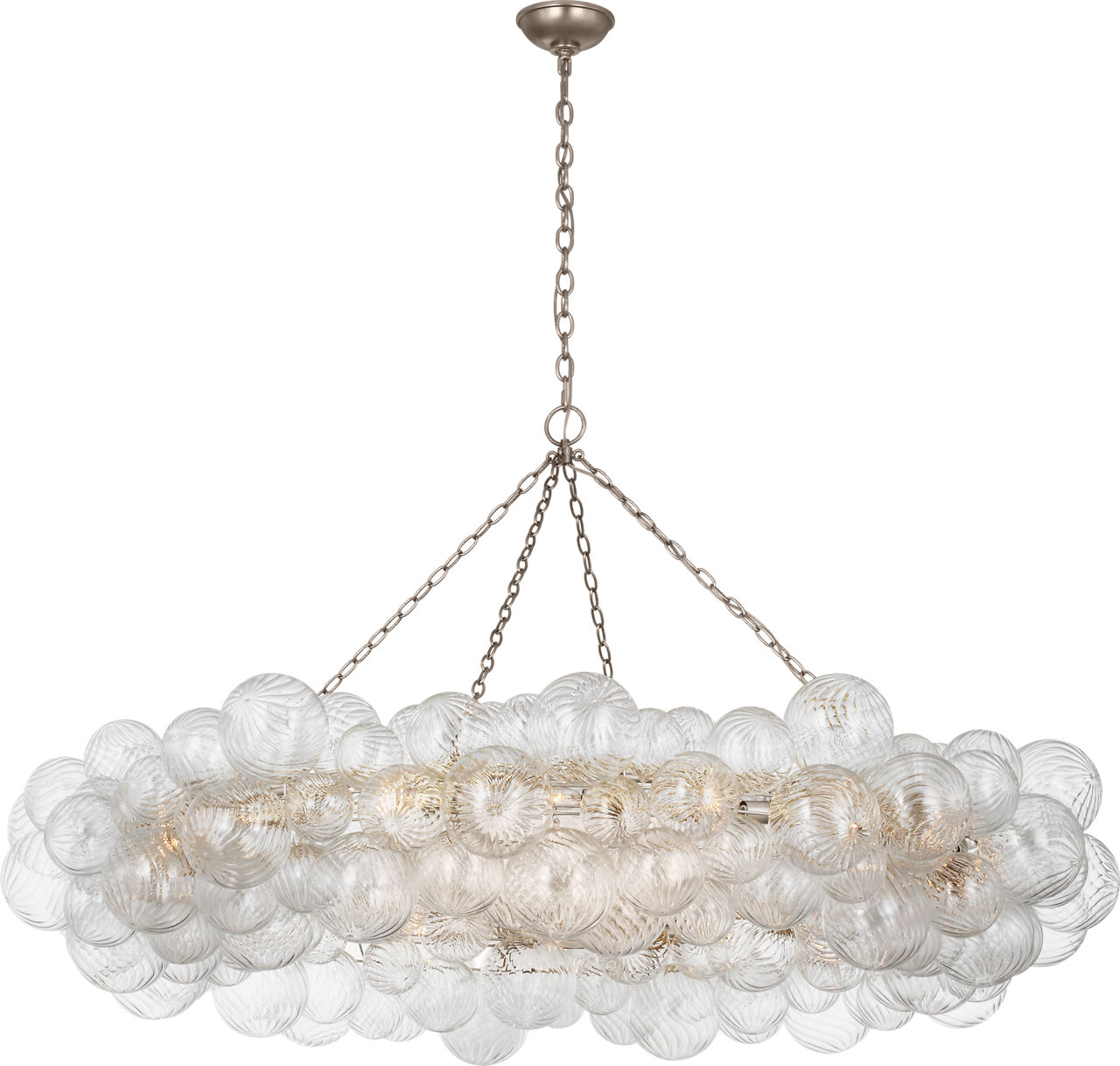 Talia 63" Ring Chandelier in Burnished Silver Leaf and Clear Swirled Glass