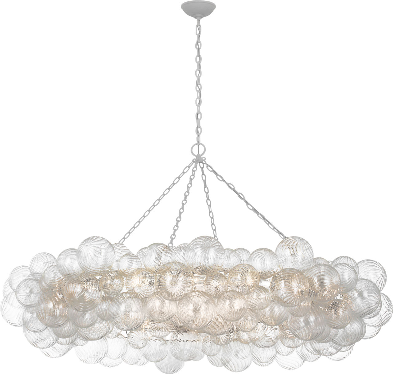 Talia 63" Ring Chandelier in Plaster White and Clear Swirled Glass