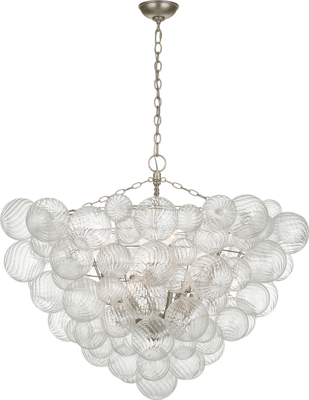 Talia 46" Chandelier in Burnished Silver Leaf and Clear Swirled Glass