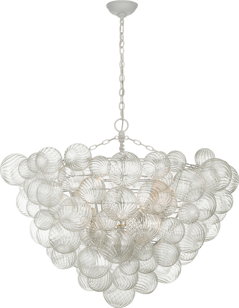 Talia 46" Chandelier in Plaster White and Clear Swirled Glass