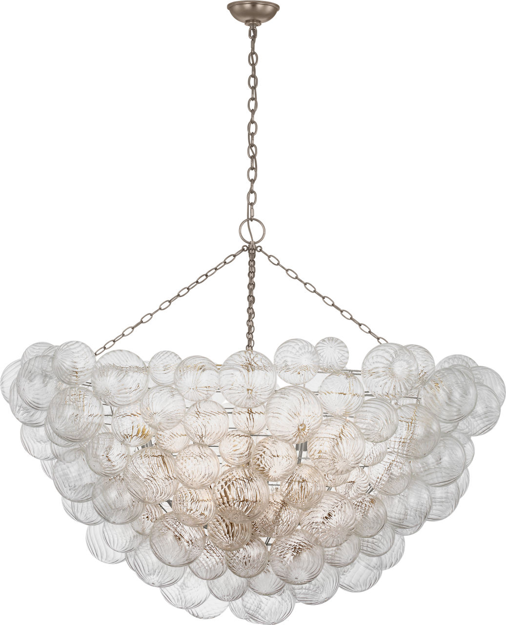 Talia 56" Chandelier in Burnished Silver Leaf and Clear Swirled Glass