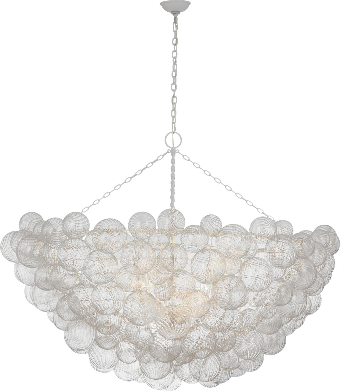 Talia 66" Chandelier in Plaster White and Clear Swirled Glass