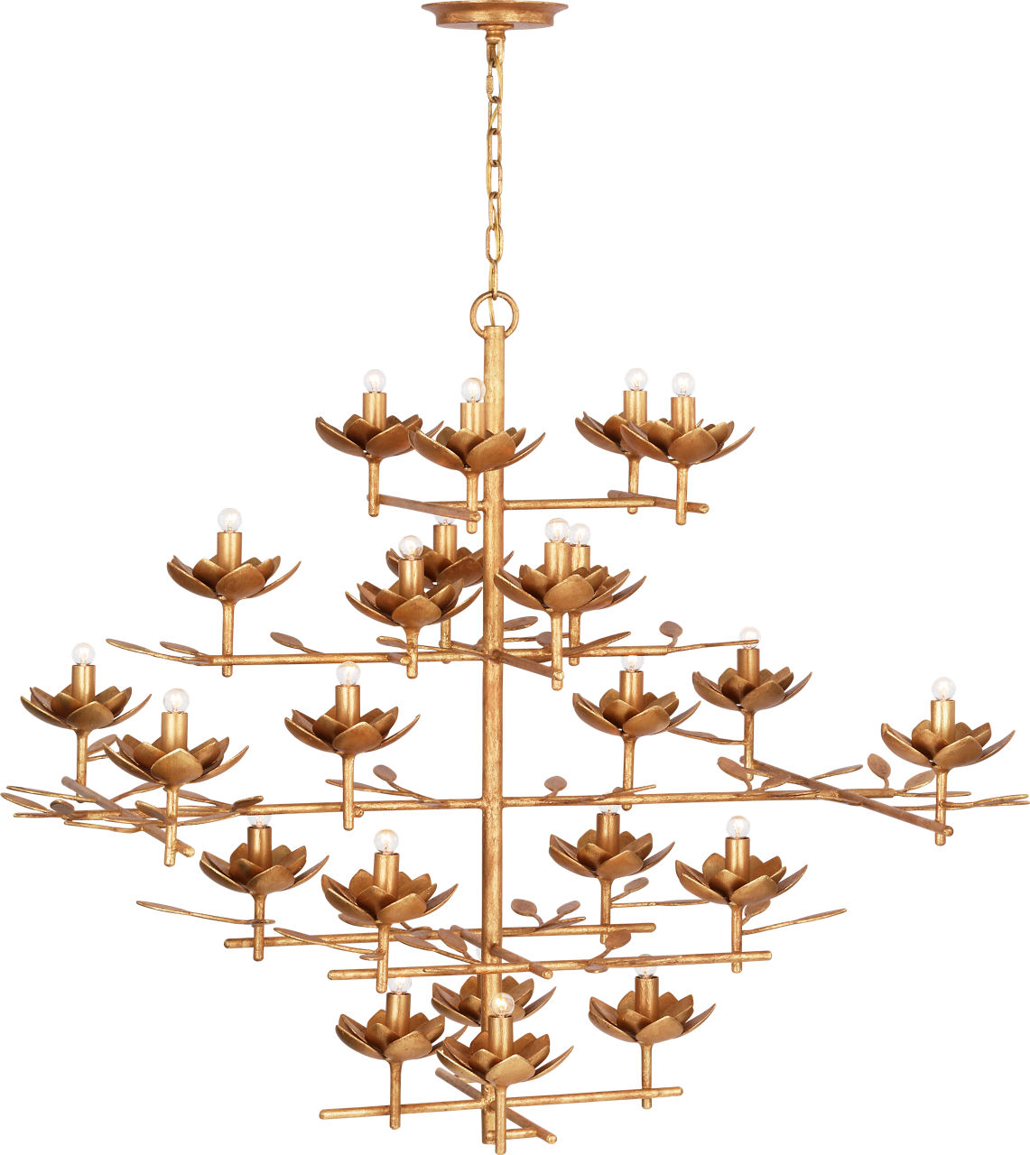 Clementine 48" Tiered Entry Chandelier in Antique Gold Leaf