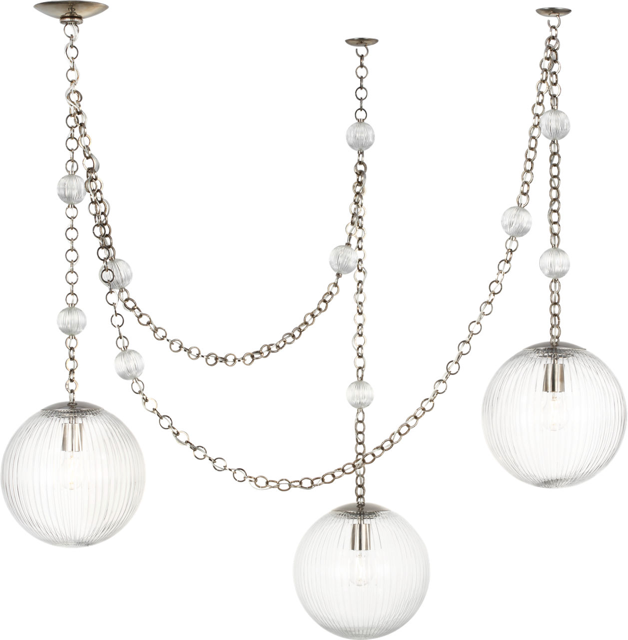 Isadora 3 Light Chandelier in Pewter with Clear Glass