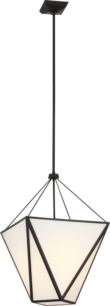 Lorino 17" Tapered Lantern in Modern Iron with White Glass