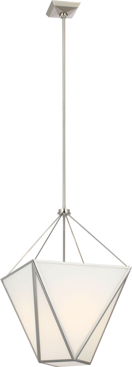 Lorino 17" Tapered Lantern in Polished Nickel with White Glass