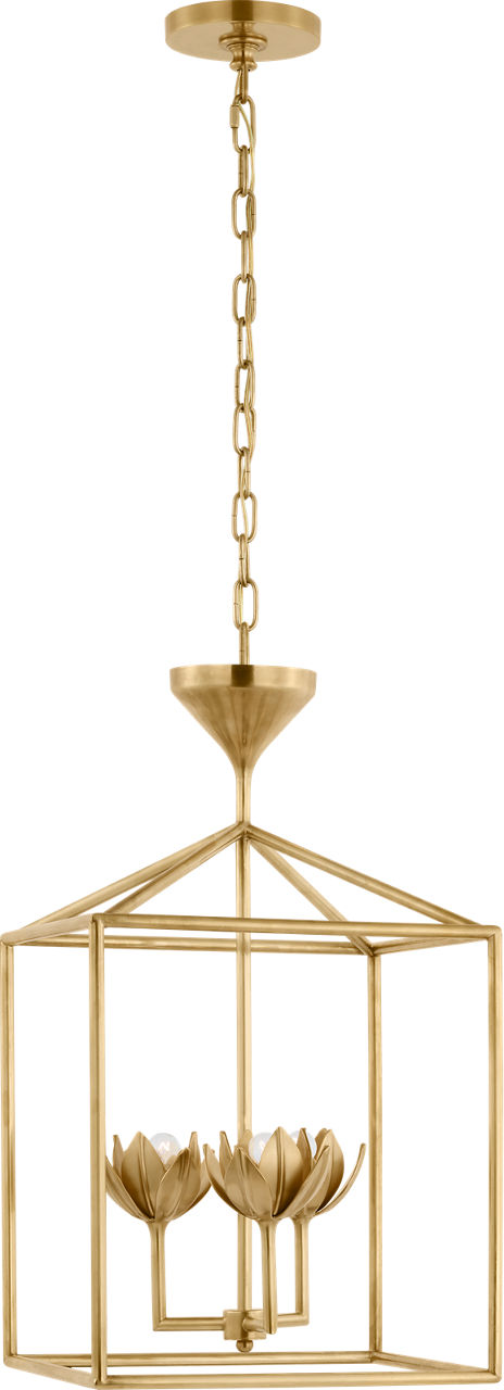 Alberto Small Open Cage Lantern in Antique-Burnished Brass