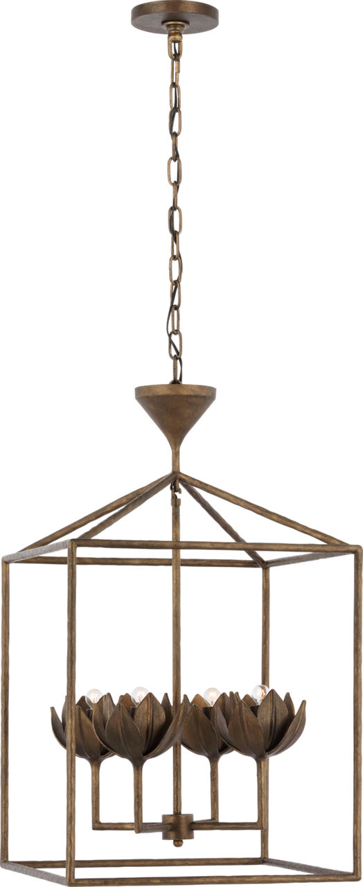 Alberto Medium Open Cage Lantern in Antique Bronze Leaf