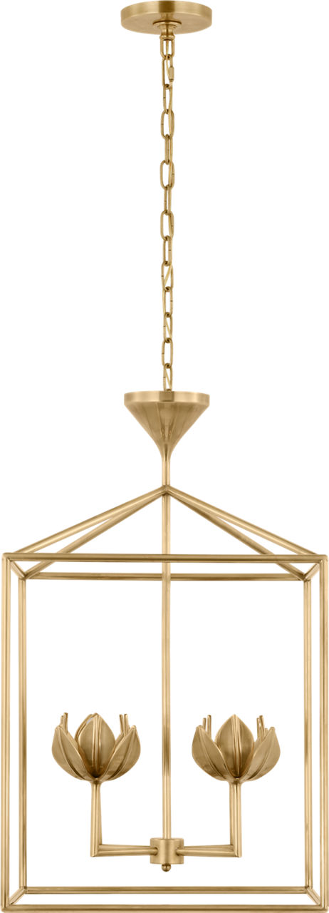Alberto Medium Open Cage Lantern in Antique-Burnished Brass
