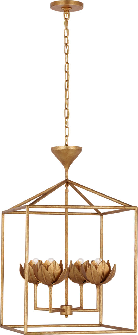 Alberto Medium Open Cage Lantern in Antique Gold Leaf