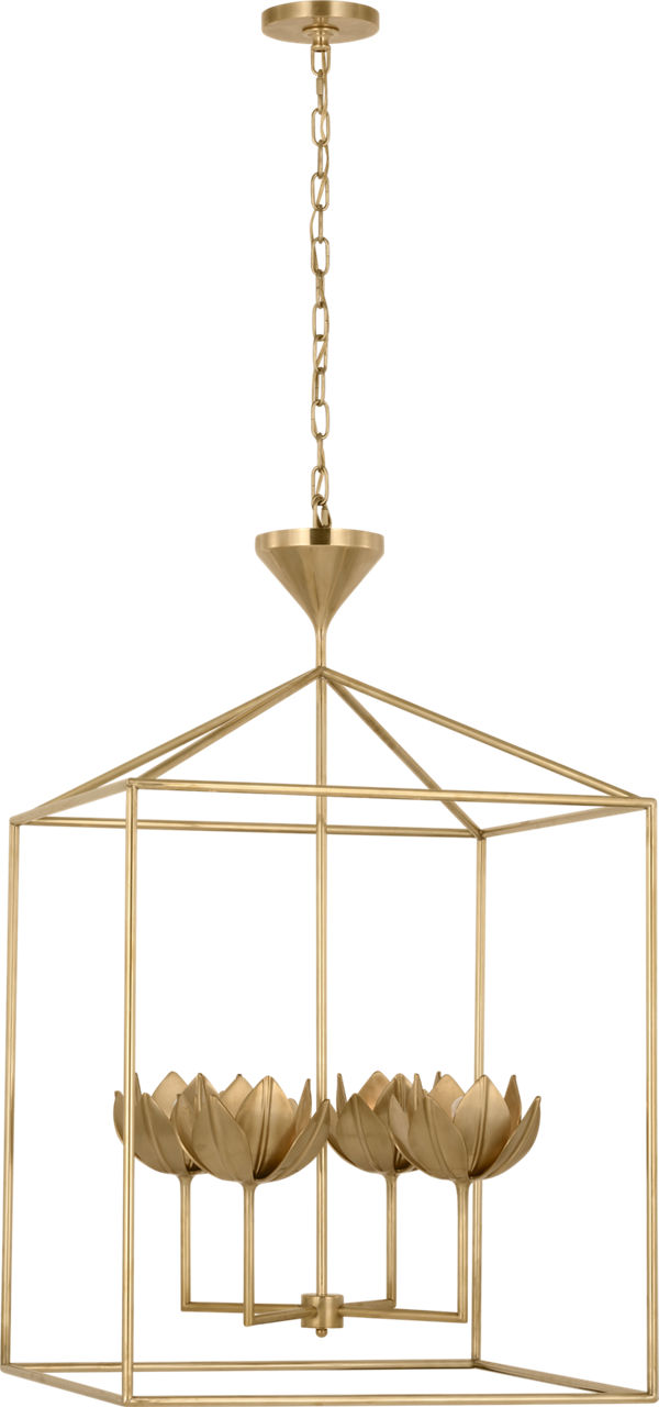 Alberto Large Open Cage Lantern in Antique-Burnished Brass