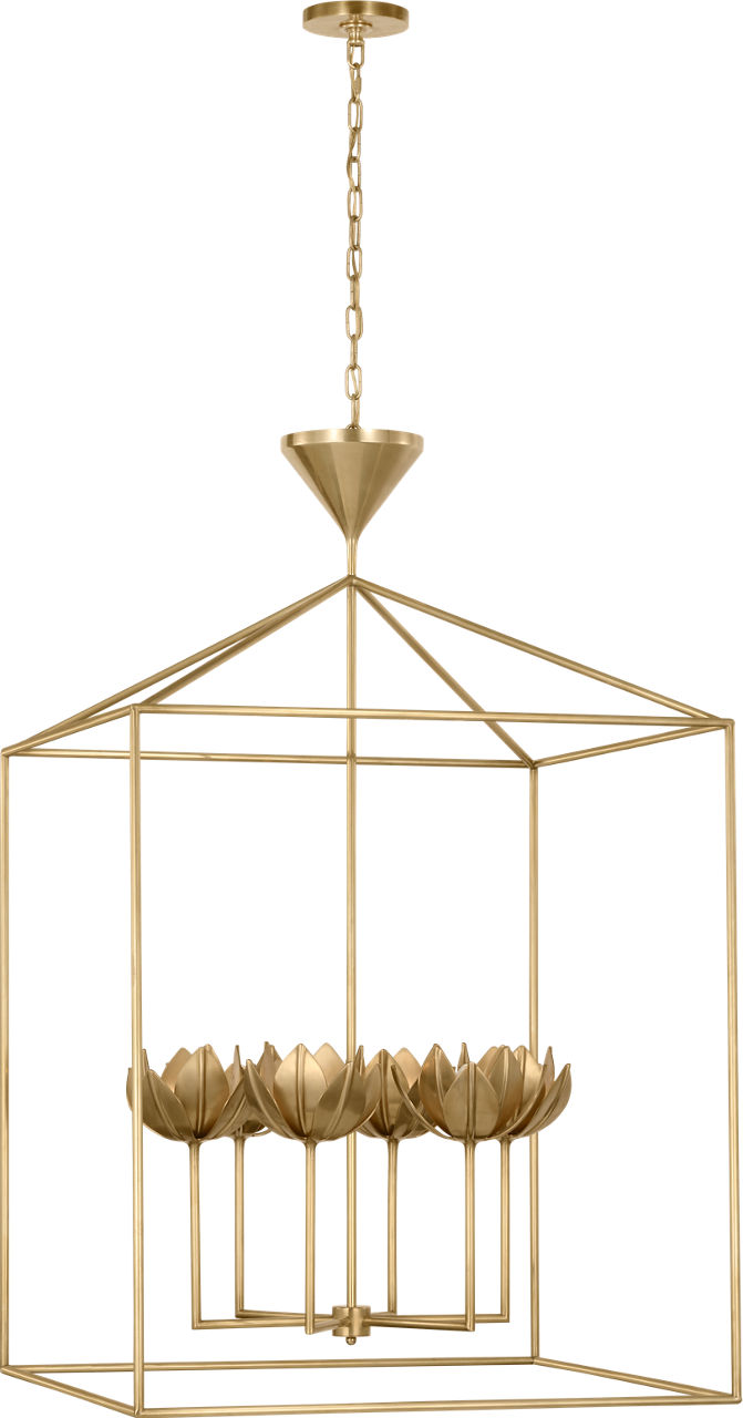 Alberto Extra Large Open Cage Lantern in Antique-Burnished Brass